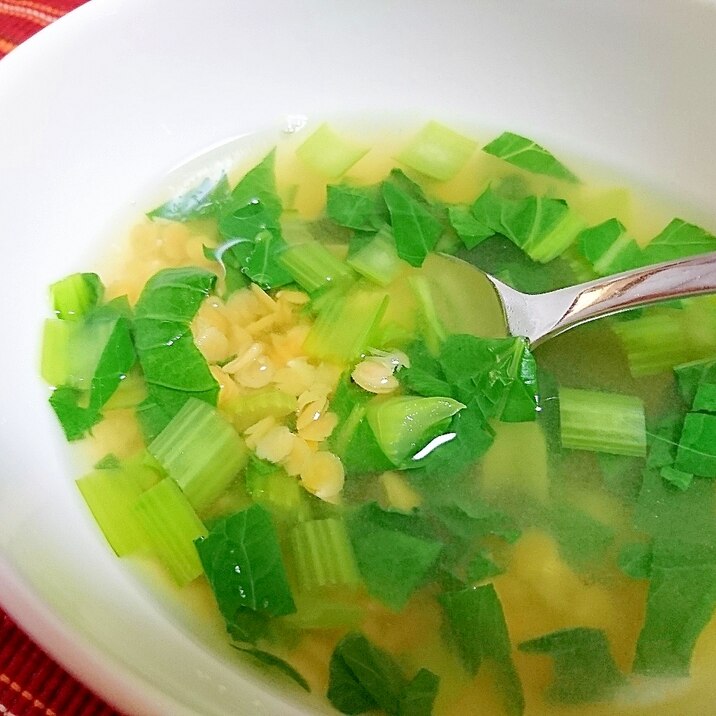 レンズ豆と小松菜のスープ